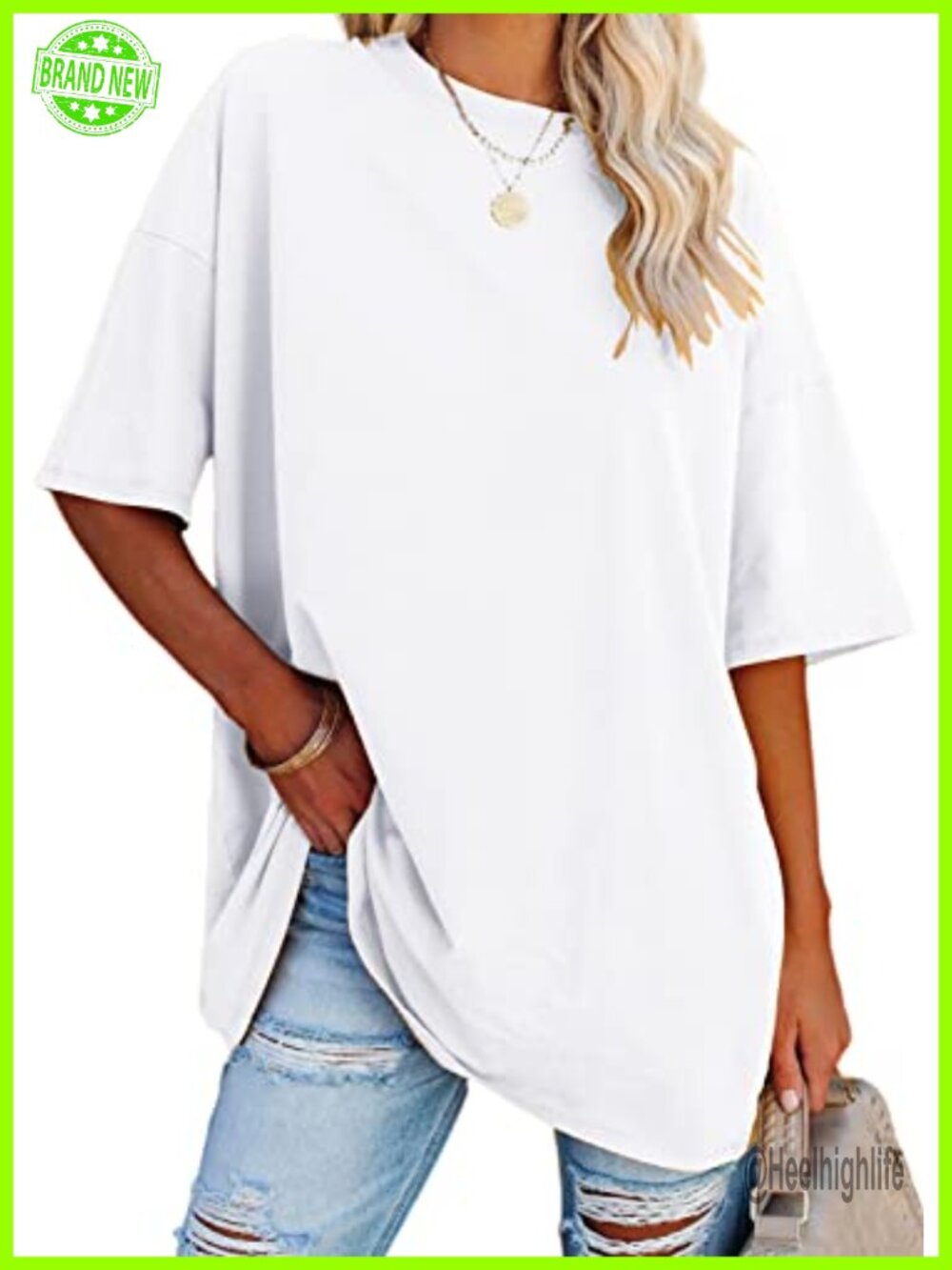 Women's Oversized Tunic T-Shirt Short Sleeve Cotton Blend Loose Fit